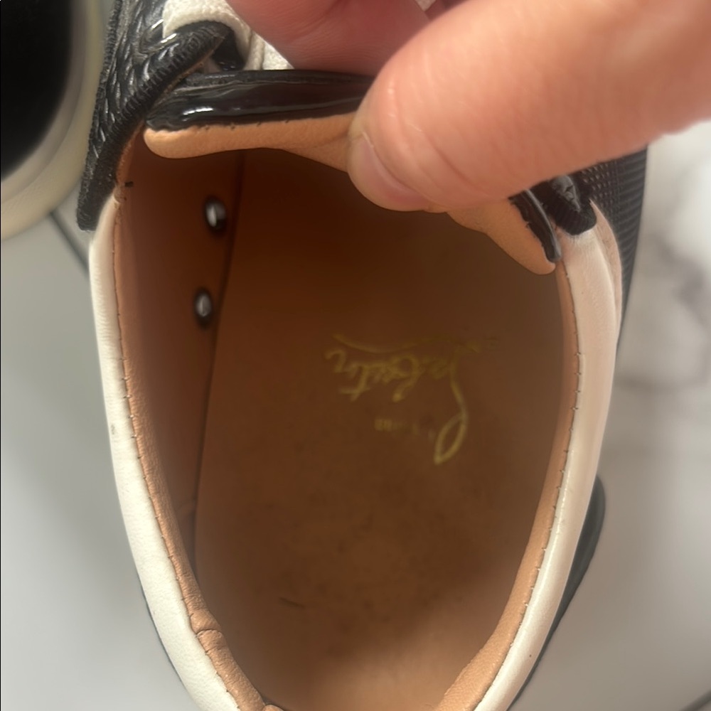 Studded Black Leather Sneakers with White Laces - Picture 6 of 9